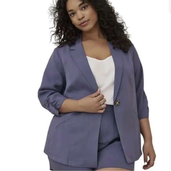 Torrid Lyocell Linen Single Button Lightweight Blue Blazer Size 2X - Picture 1 of 2